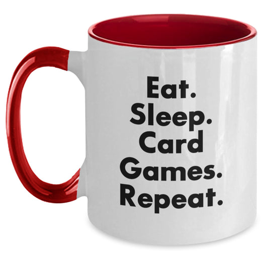 Funny Card Games Gifts from Friends for Women Two Tone Coffee Mugs Eat Sleep Card Games - Main