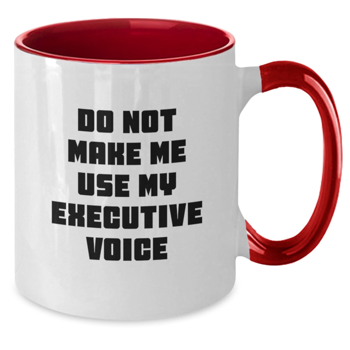 Funny Executive Gifts for Mom, Unique Two Tone Coffee Mugs from Men, Navy and White Ceramic Mug, 'Do Not Make Me Use My Executive Voice' - Additional