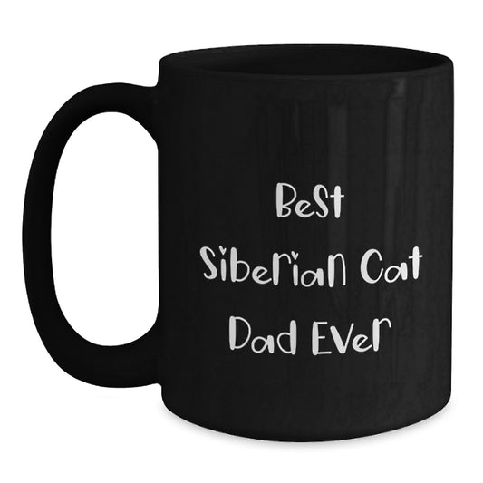 Funny Siberian Cat Lover Gifts from Dad to Son Black Coffee Mug for Valentine's Unique Gifts - Main