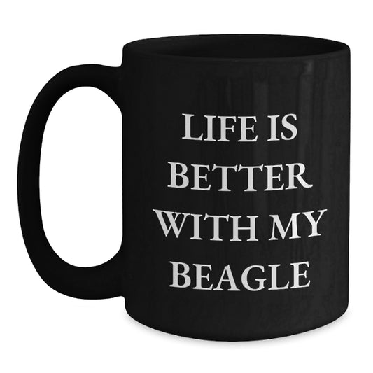 Funny Beagle Dog Gifts for Men from Friends on Valentine's Unique Black Coffee Mugs - Main