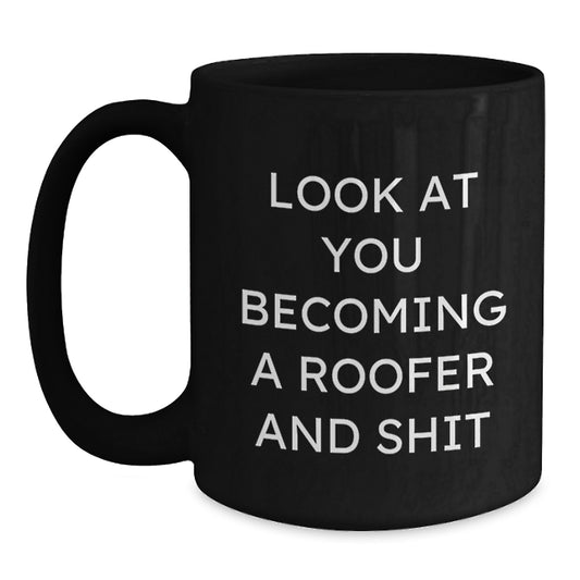 Roofer Keepsake Premium Ceramic Black Coffee Mug for Him Birthday Gift - Main