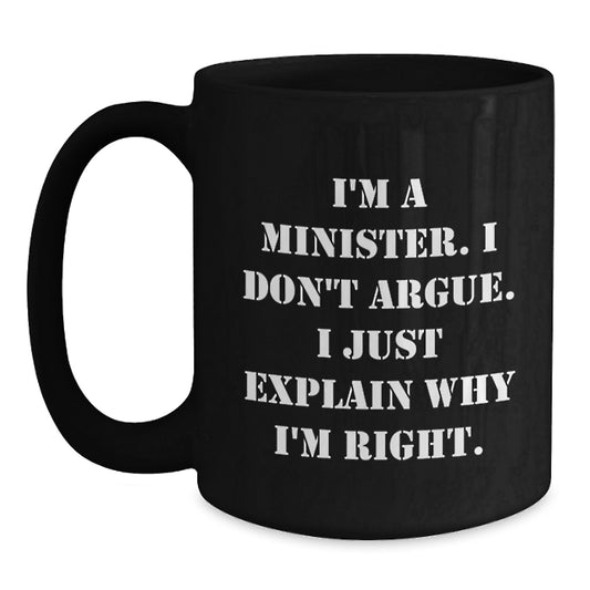 Minister Keepsake Premium Black Coffee Mug for Him Birthday Gift - Main