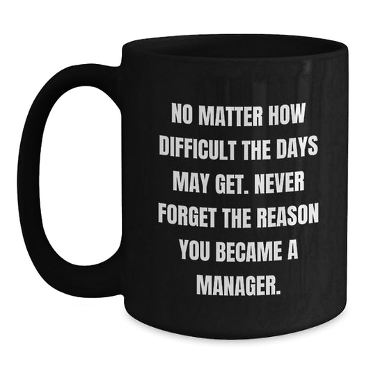 Funny Valentine's Gifts for Manager, Black Coffee Mug - Never Forget The Reason You Became A Manager, Gifts from Friends to Coworkers - Main