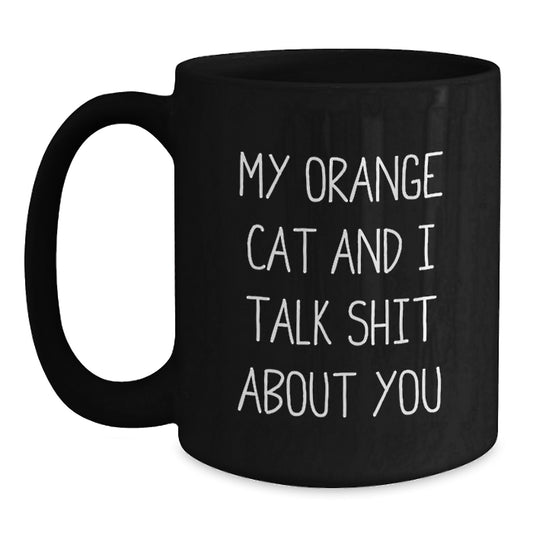 Funny Orange Cat Black Coffee Mug Gifts from Dad for Orange Cat Lover, Unique Father's Day Unique Gifts for Friends and Family - Main