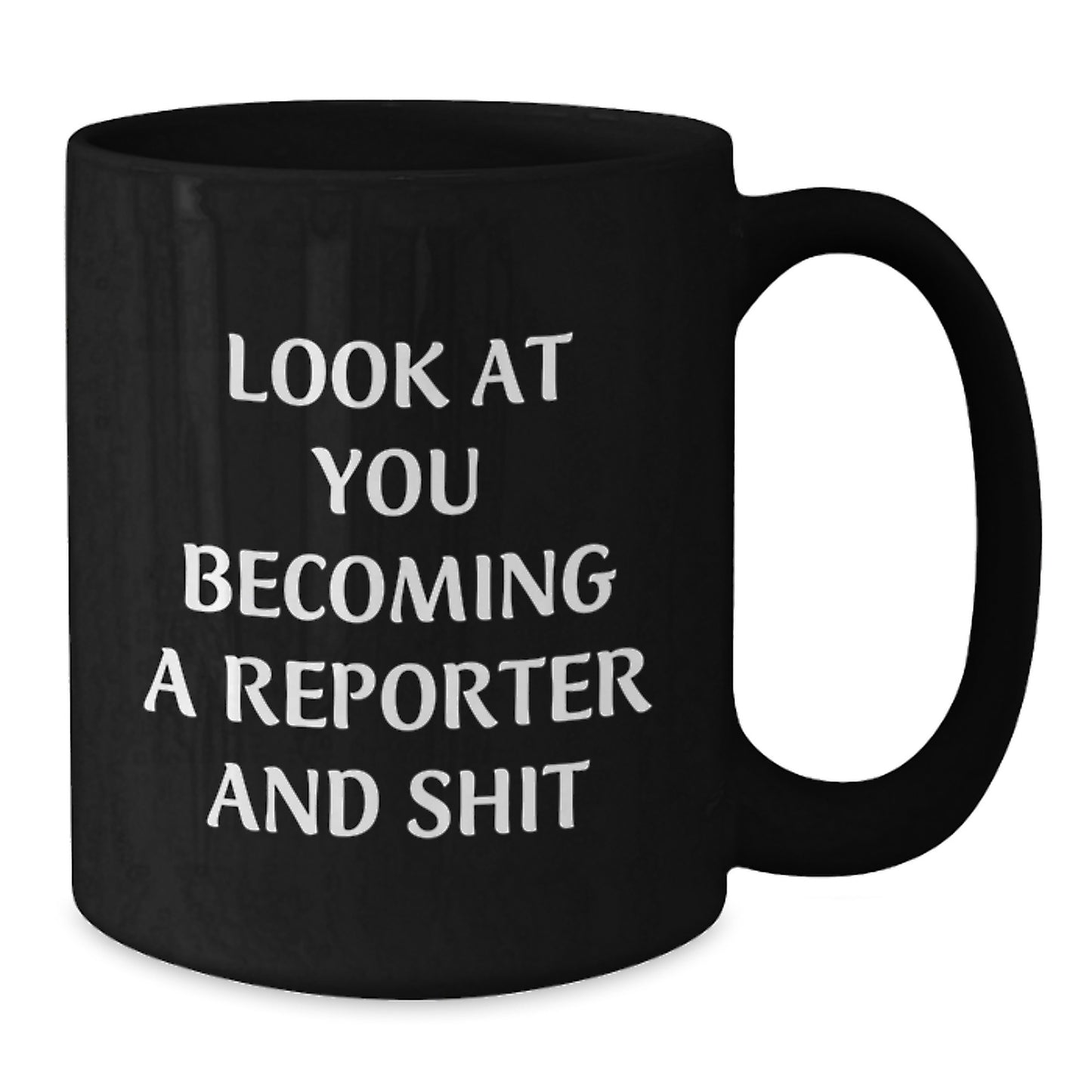 Birthday Gift for Her Reporter Black Coffee Mug Present with Quote - Additional