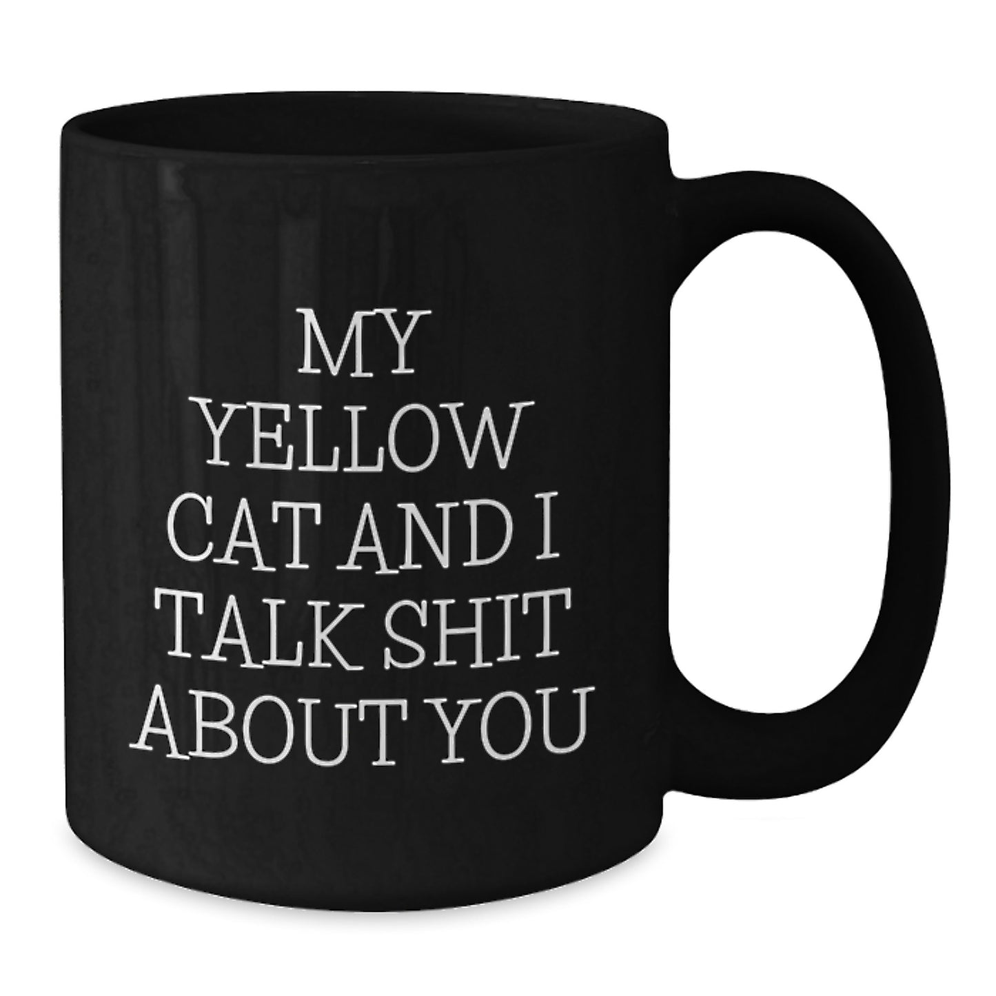 Funny Yellow Cat Gifts for Men Friends - My Yellow Cat And I Talk Shit About You Black Coffee Mug - Unique Father's Day Unique Gifts from Friends Family - Additional