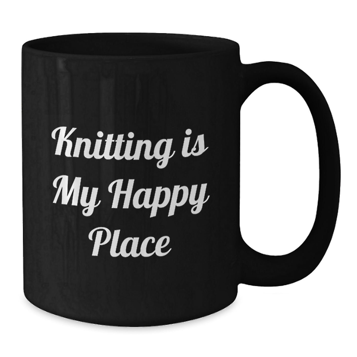 Funny Knitting Gifts for Graduation, Unique Black Coffee Mug with Knitting Is My Happy Place Quote, Gifts from Friends, Family or Coworkers - Additional