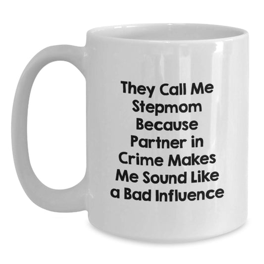 Funny Stepmom Gifts for Her, White Coffee Mugs, Birthday Unique Presents from Family, Friends, or Men - Main