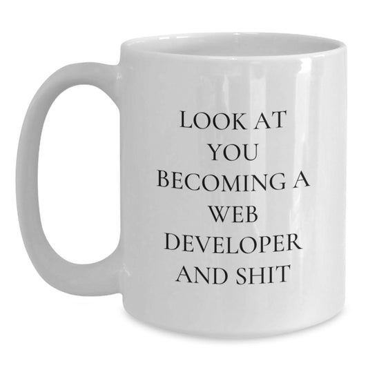 Web Developer Gifts Funny Quote White Coffee Mug for Men Women Friends Coworkers Family, Perfect Graduation Unique Gifts from Friends to Web Developer - Main