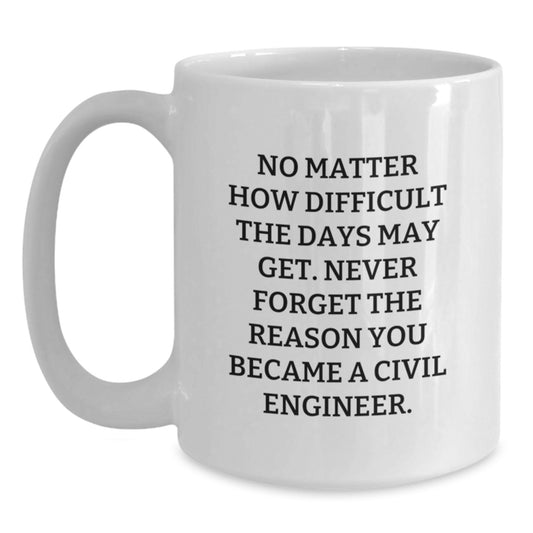 Civil Engineer White Coffee Mug, Funny Quote, Birthday Unique Gifts from Friends, Perfect for Civil Engineer Men - Main