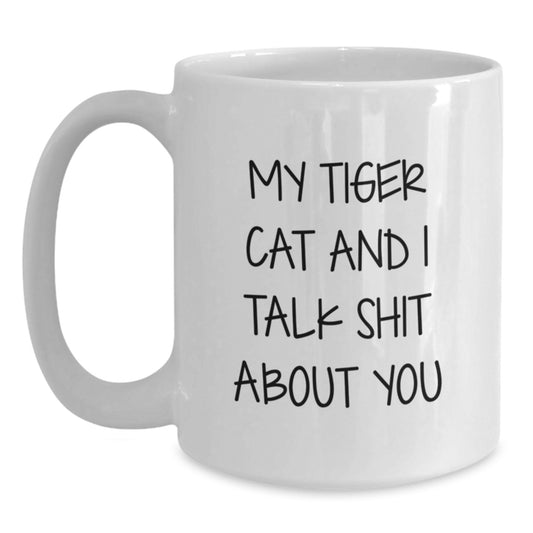 Birthday Gift Tiger Cat White Coffee Mug Present for Her - Main
