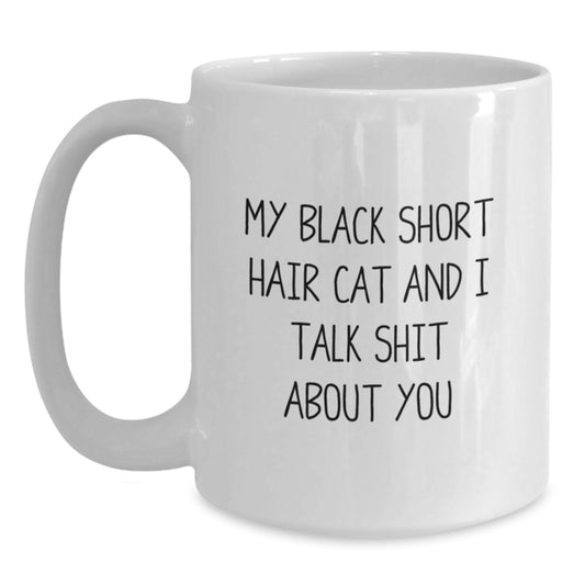 Funny Black Short Hair Cat Gifts for Cat Lovers, White Coffee Mug, Perfect Graduation Unique Gifts from Friends or Family - Main