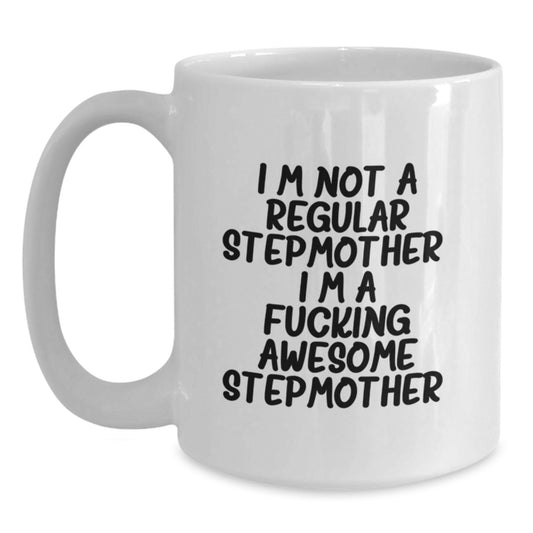 Funny Stepmother Gifts for Birthday - White Coffee Mug, 'I'm A F--king Awesome Stepmother', Unique Stepmom Mug for Women, Funny Stepmother Mugs for Stepmom Birthday - Main