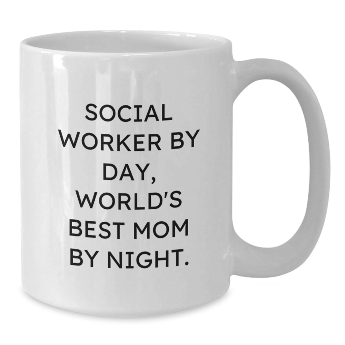 Funny Social Worker Gifts from Family, Birthday Unique Gifts for Social Worker, White Coffee Mug Quote - 'Social Worker By Day, World's Best Mom By Night.' - Additional