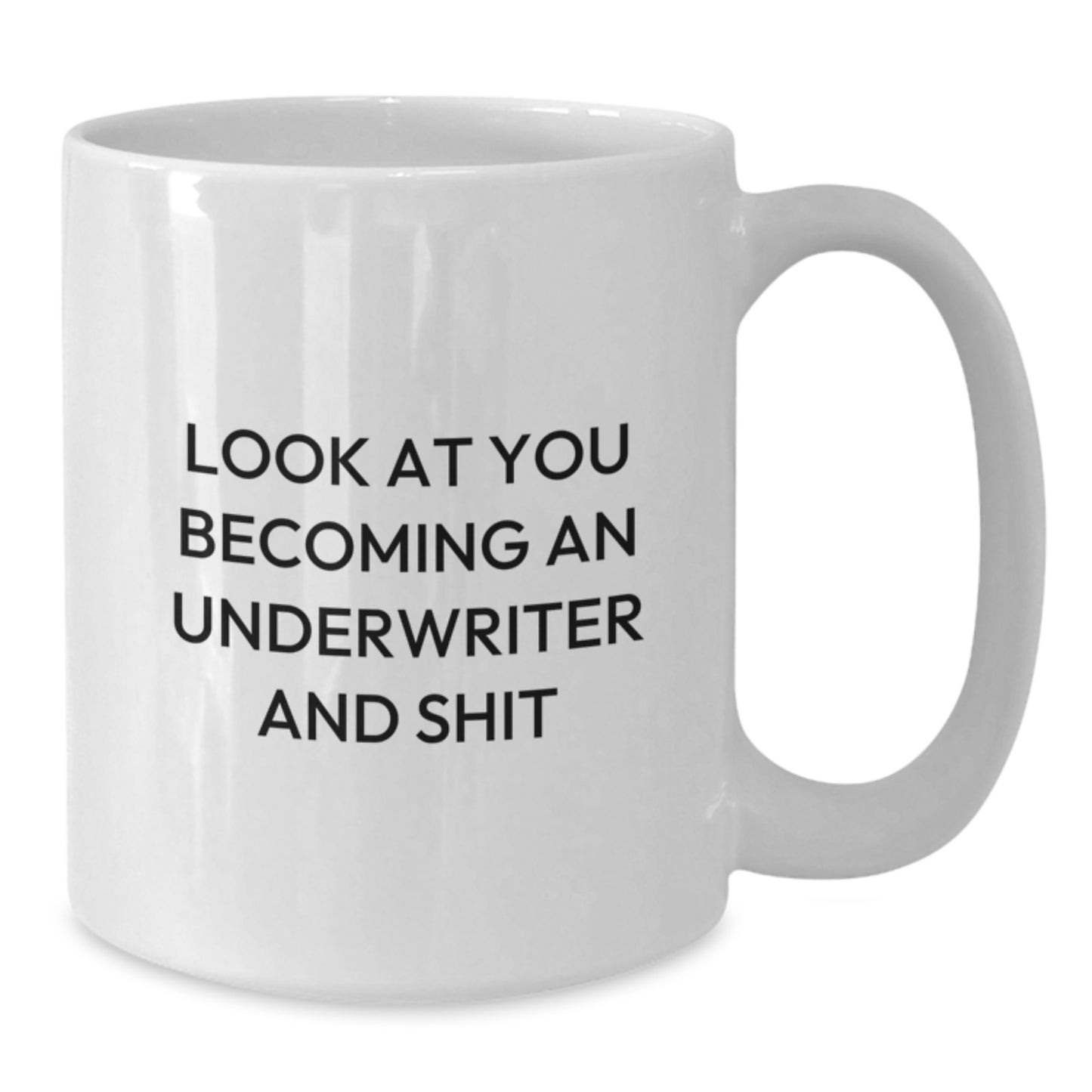 Funny Underwriter Gifts from Friends - White Coffee Mug for Graduation - 'Look At You Becoming An Underwriter And Shit' - Additional