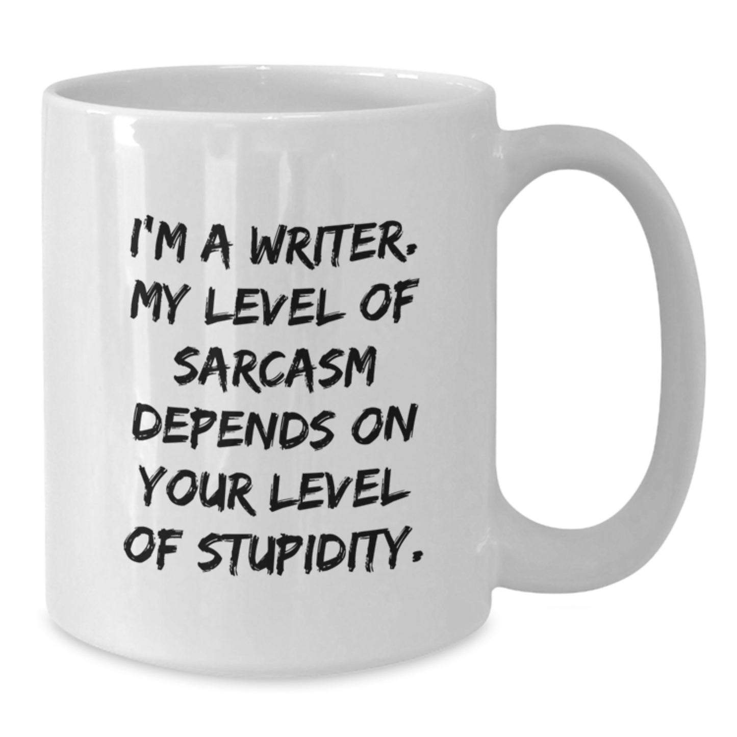 Funny Writer Gifts from Friends for Graduation Unique White Coffee Mug - 'I'm A Writer. My Level Of...' - Additional