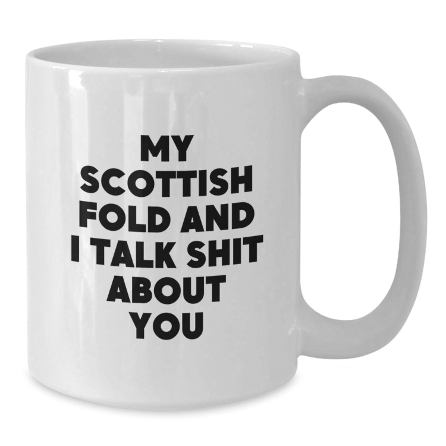 Funny Scottish Fold Cat Gifts for Mom, White Coffee Mug with I Talk Shit About You Quote, Perfect Scottish Fold Cat Lover Gifts from Family - Additional