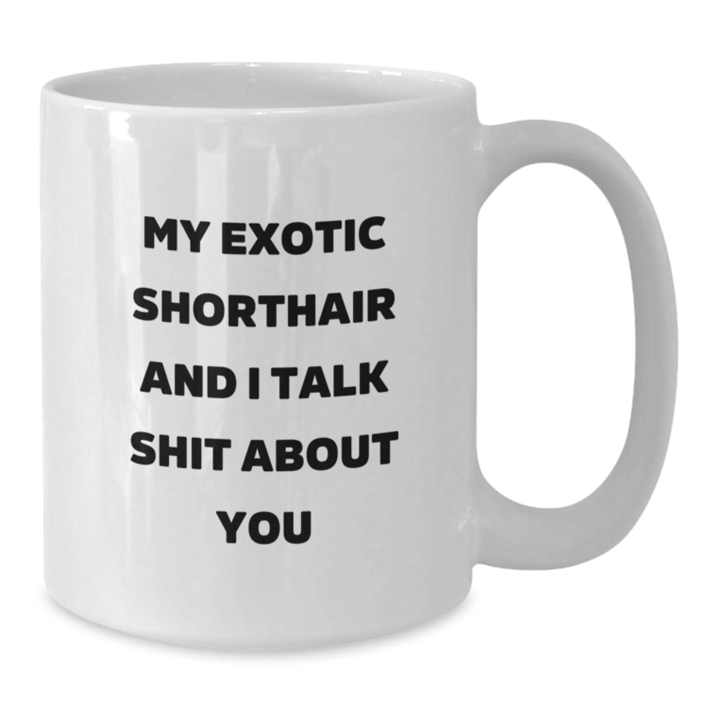 Funny Exotic Shorthair Cat Gifts from Mom for Exotic Shorthair Cat Enthusiasts - White Coffee Mug with 'My Exotic Shorthair And I Talk Shit About You' Quote - Unique Mother's Day Unique Gift - Additional