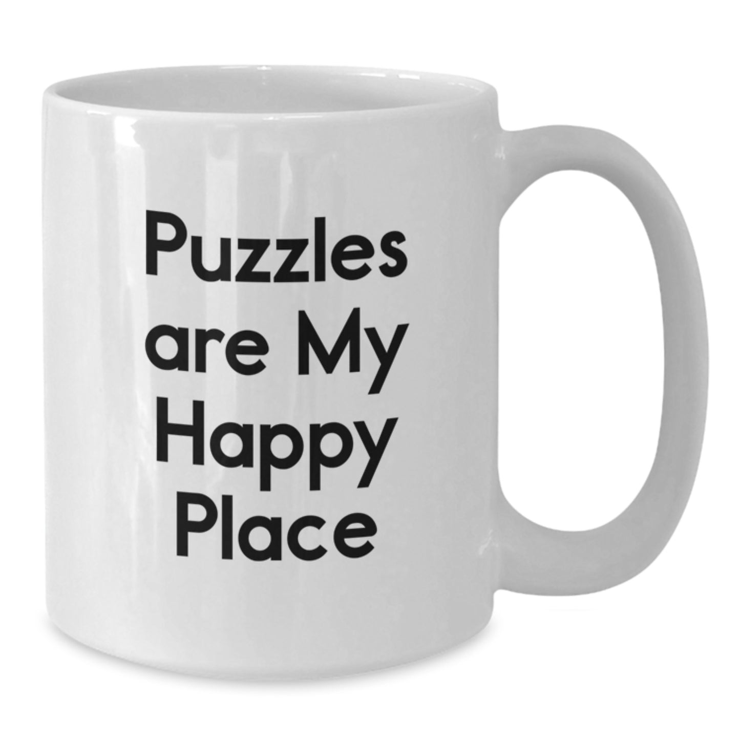 Funny Puzzle Lovers Gifts from Mom for Graduation, White Coffee Mug, Puzzles Are My Happy Place, Unique - Additional