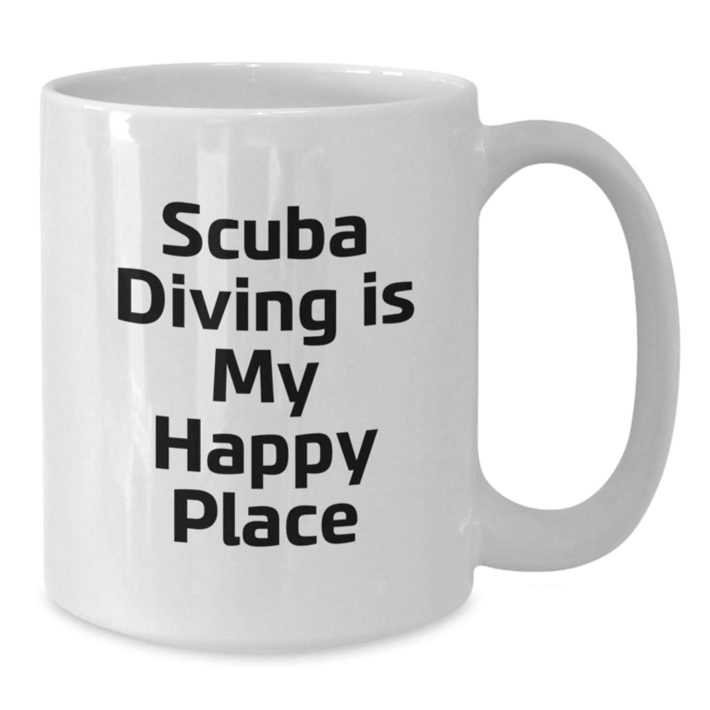 Funny Scuba Diving Gifts for Him from Friends, Inspirational White Coffee Mugs for Graduation Day, Scuba Diving Is My Happy Place Quote Ceramic Mug, 11oz or 15oz Capacity - Additional
