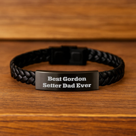 Gordon Setter Dad Unique Gifts for Men, Funny Interlaced Leather Bracelet, Valentine's Unique Gifts from Dad - Image 2