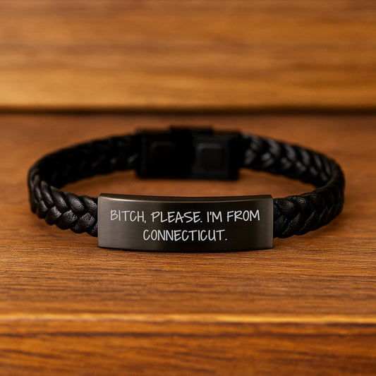 Connecticut Gifts, Funny Quote, Valentine's Unique Interlaced Leather Bracelet for Men, Women, Friends, and Family, Gifts from Connecticut, Gifts for Him, Her, or Anyone Who Loves the Nutmeg State - Image 2