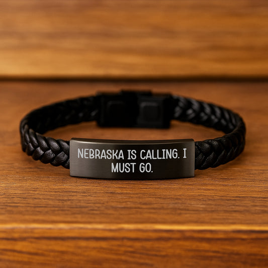 Nebraska Gifts for Men and Women, Funny Interlaced Leather Bracelet with Stainless Steel and PU Leather, Birthday Unique Gifts from Friends and Family - Image 2