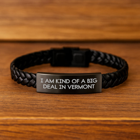 Funny Vermont Quote Interlaced Leather Bracelet, Gifts from Men for Vermont Dad, Father's Day Unique Accessories - Image 2