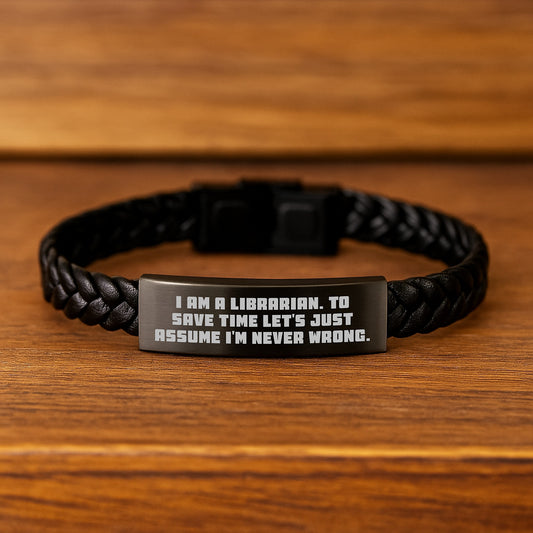 Funny Librarian Gifts for Librarian Friends - Interlaced Leather Bracelet for Librarian Birthday Unique Gifts from Friends - Image 2