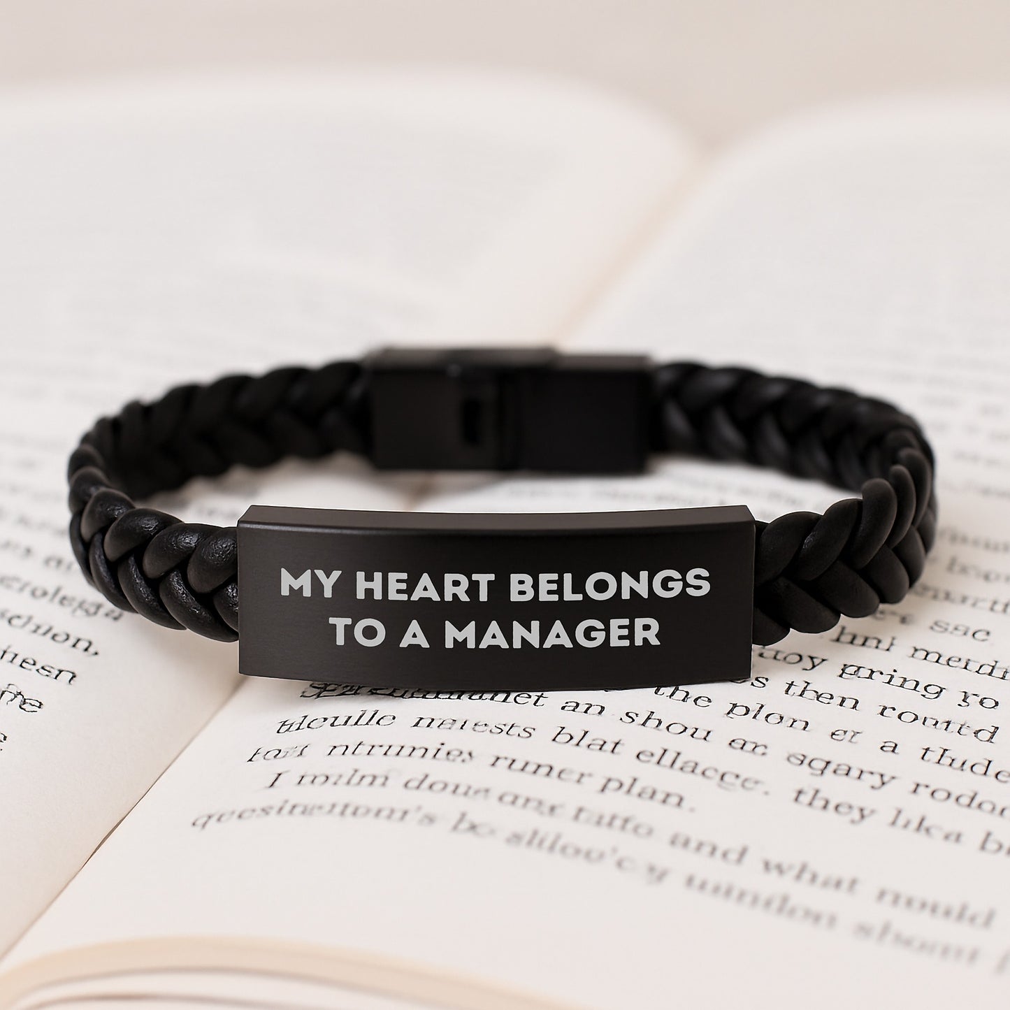 Funny Gifts from Friends for Manager Interlaced Leather Bracelet My Heart Belongs To A Manager Men Graduation Unique - Image 3