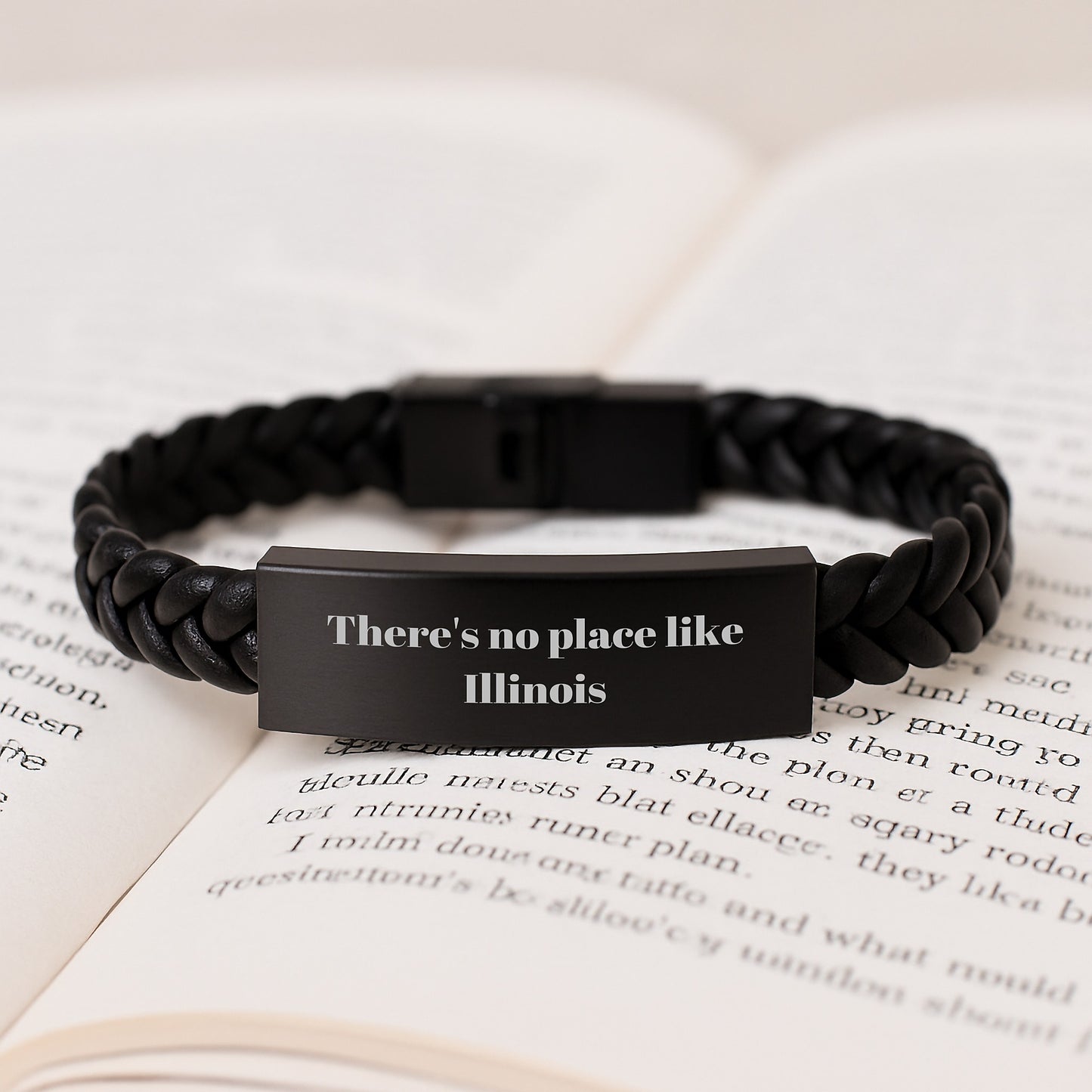 Gifts from Illinois - 'There's No Place Like Illinois' Inspirational Graduation Unique Gifts for Men Women Friends Family Interlaced Leather Bracelet - Image 3