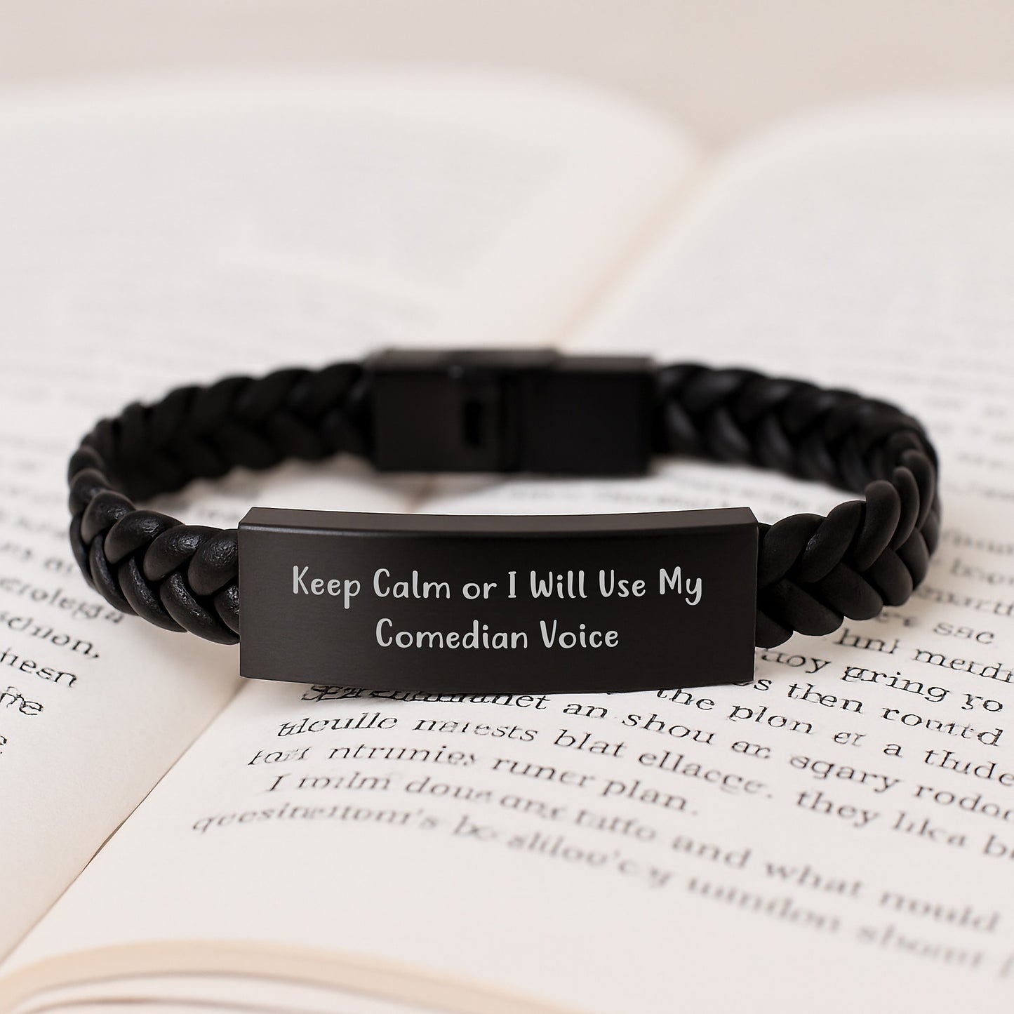 Comedian Keepsake Interlaced Leather Bracelet for Him Birthday Gift - Image 3