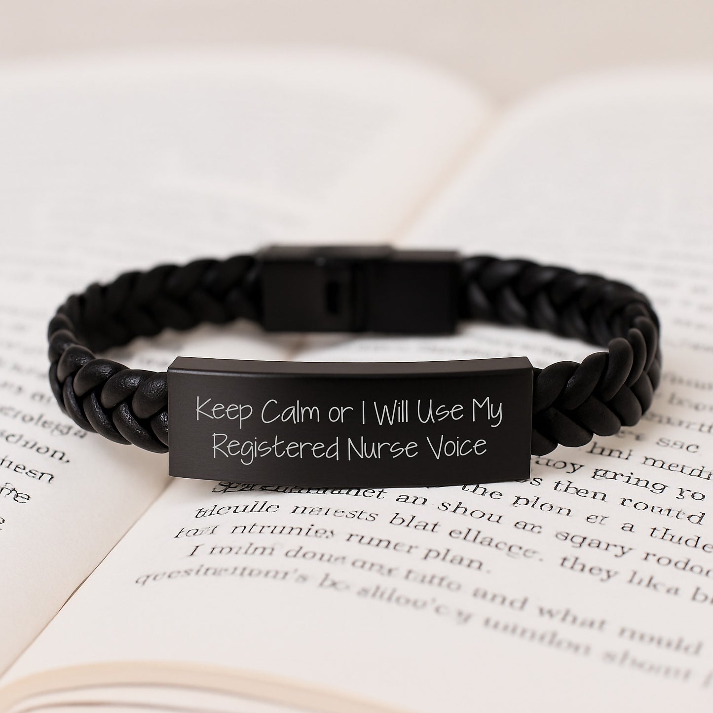 Funny Registered Nurse Interlaced Leather Bracelet, Gifts from Friends for Graduation Unique Gifts, Keep Calm Or I Will Use My Registered Nurse Voice - Image 3