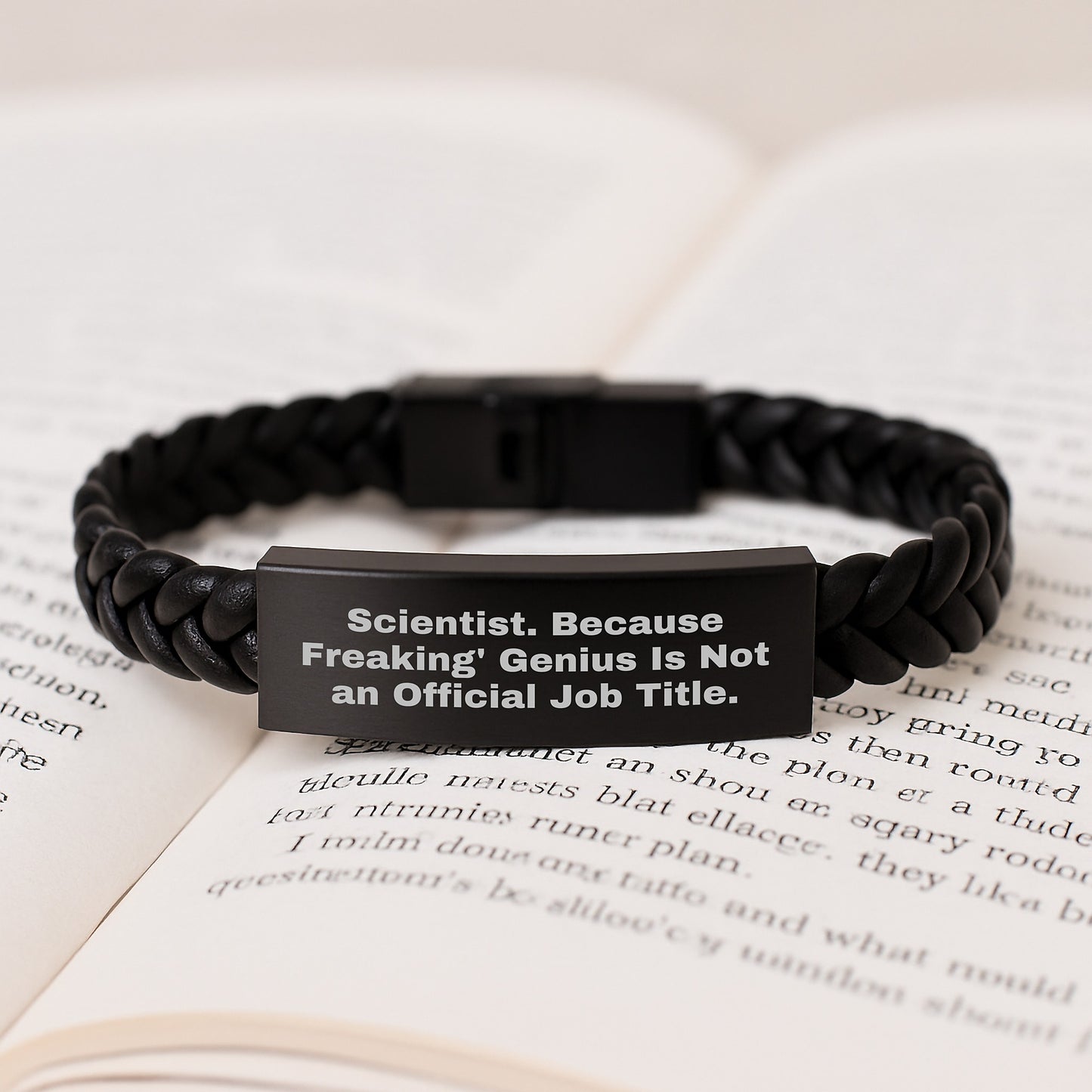 Birthday Gift for Him Keepsake Interlaced Leather Bracelet Scientist - Image 3