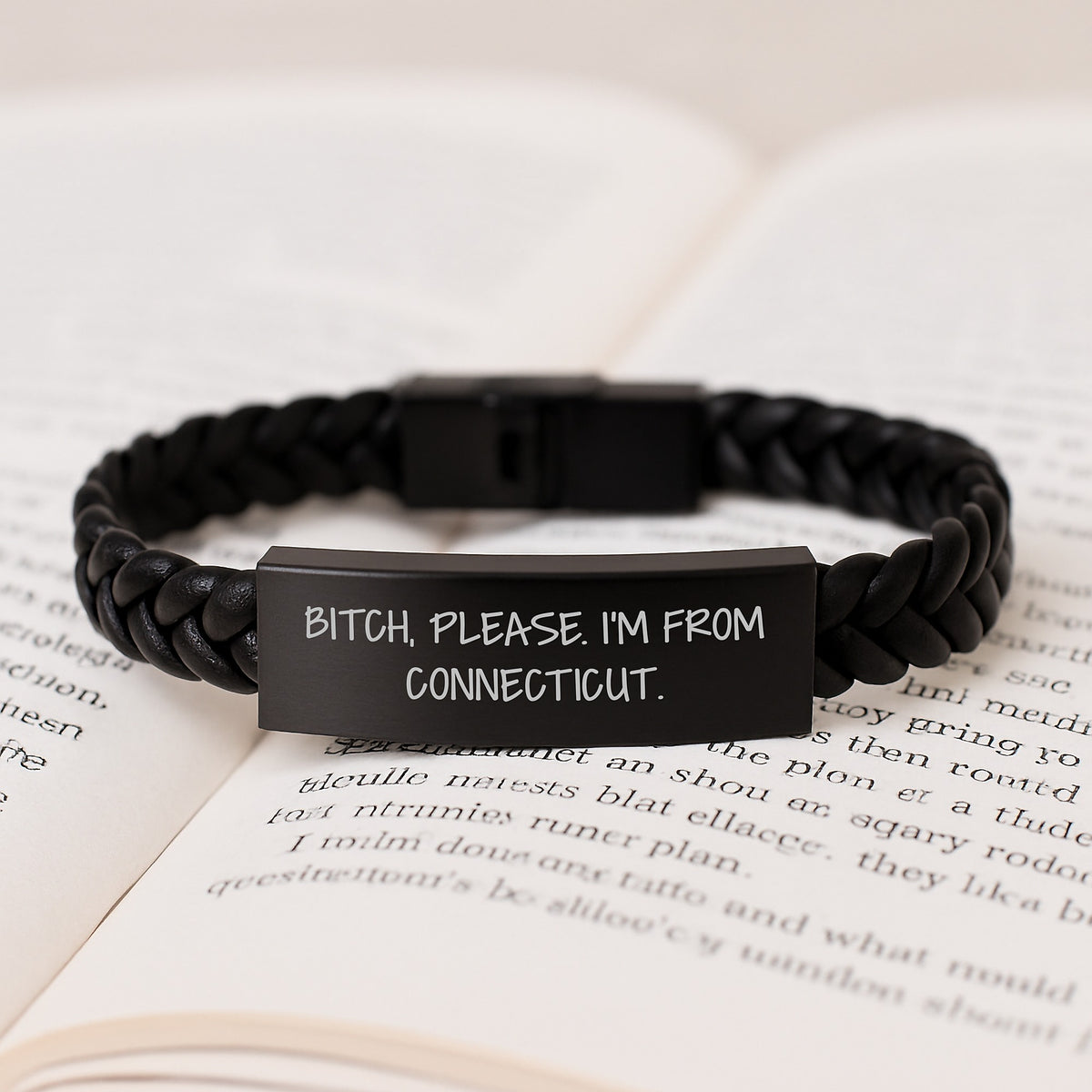 Connecticut Gifts, Funny Quote, Valentine's Unique Interlaced Leather Bracelet for Men, Women, Friends, and Family, Gifts from Connecticut, Gifts for Him, Her, or Anyone Who Loves the Nutmeg State - Image 3