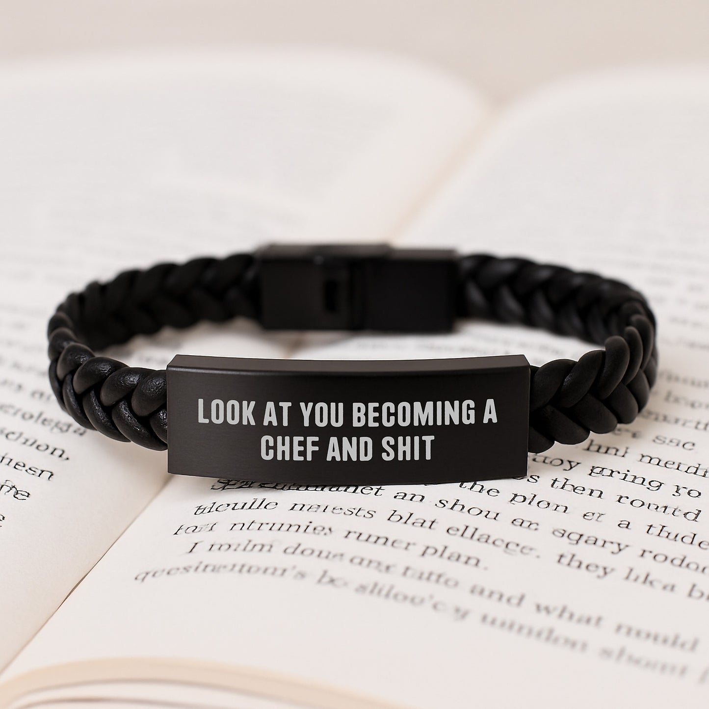 Chef Keepsake Interlaced Leather Bracelet for Him Birthday Gift - Image 3