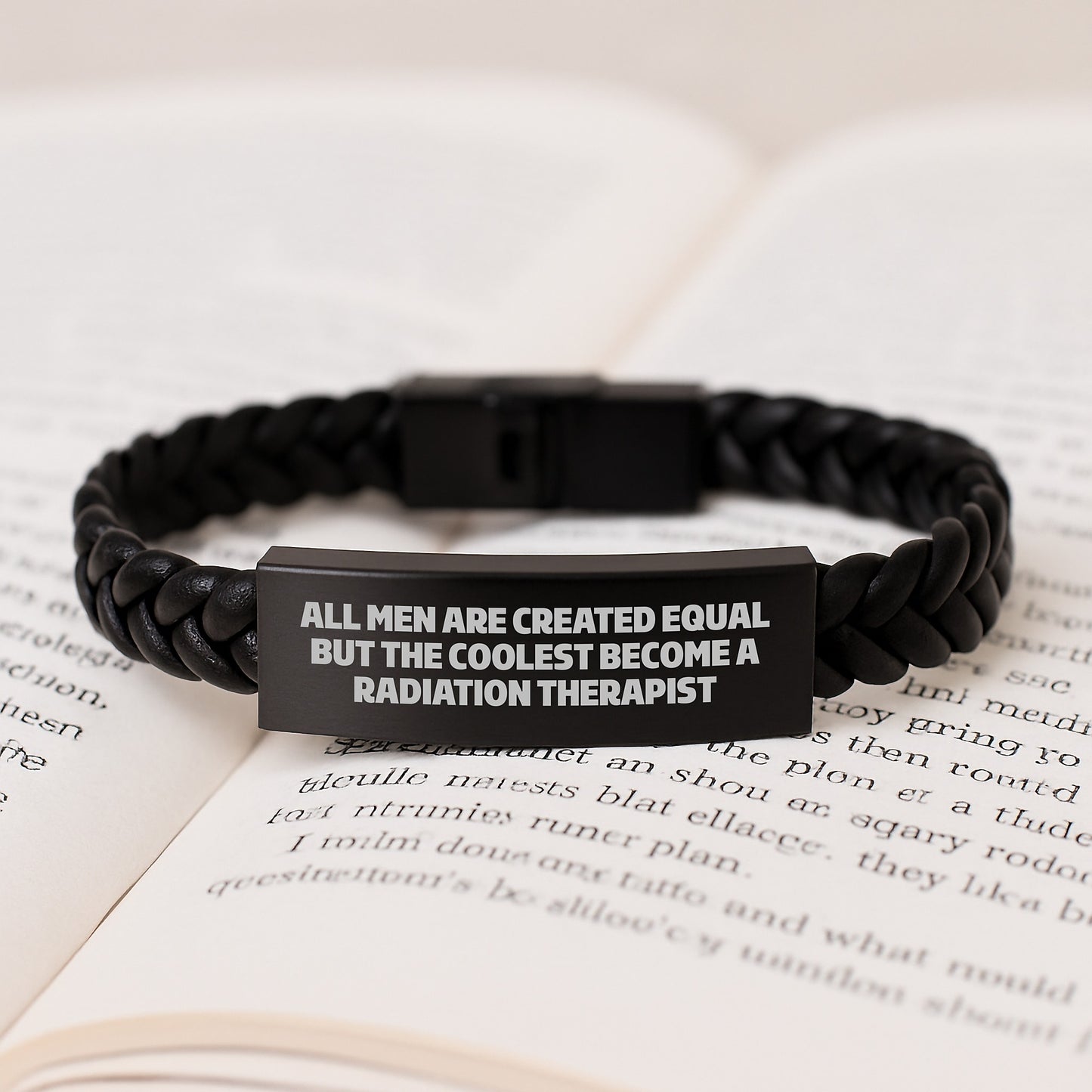 Funny Quote Radiation Therapist Gifts Interlaced Leather Bracelet Stylish Men's Accessories from Dad for Radiation Therapist Father's Day Unique Gifts - Image 3