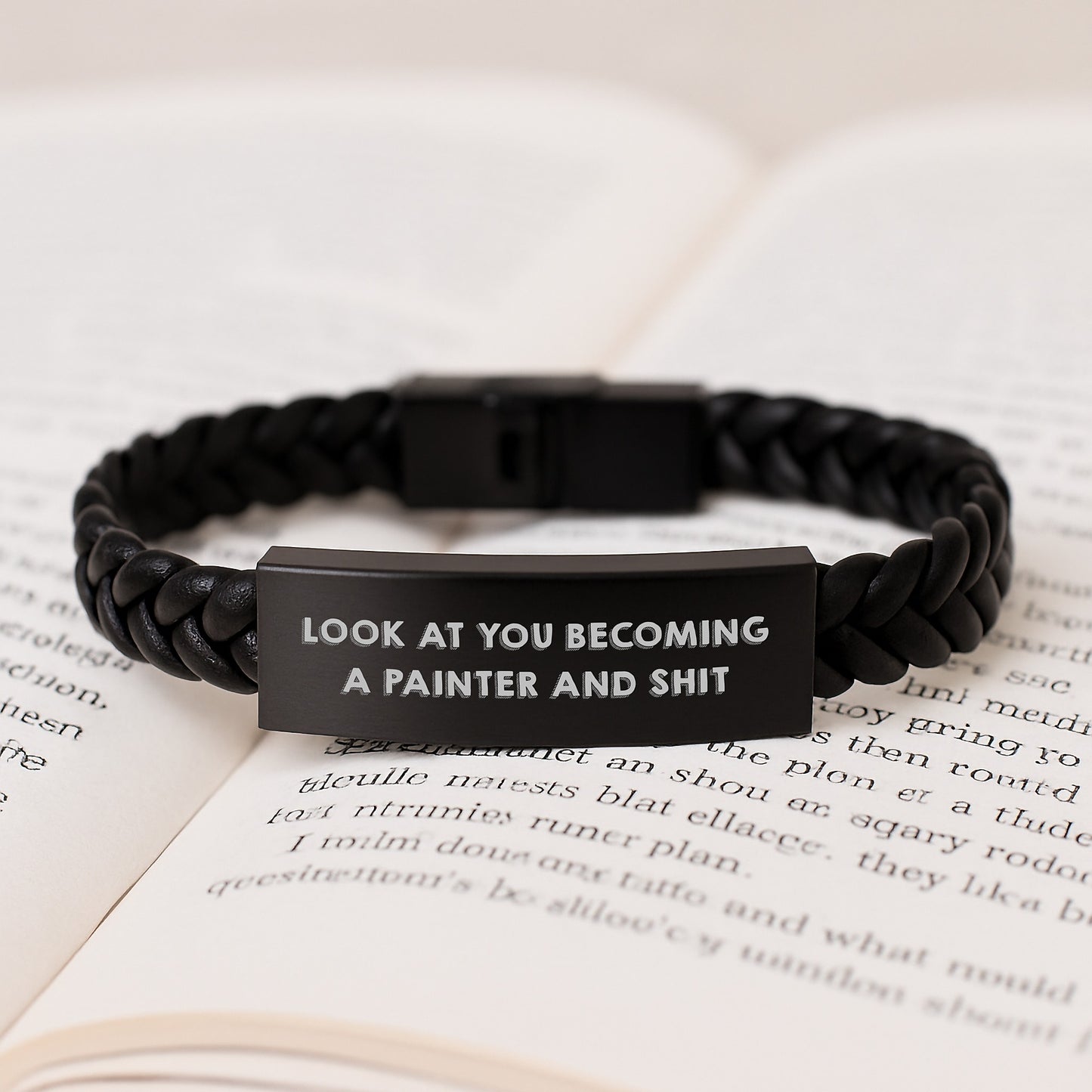 Funny Painter Gifts for Mom, Interlaced Leather Bracelet with Stainless Steel Engraving, Unique Mother's Day Presents from Sons to Mothers, 'Look At You Becoming A' - Image 3