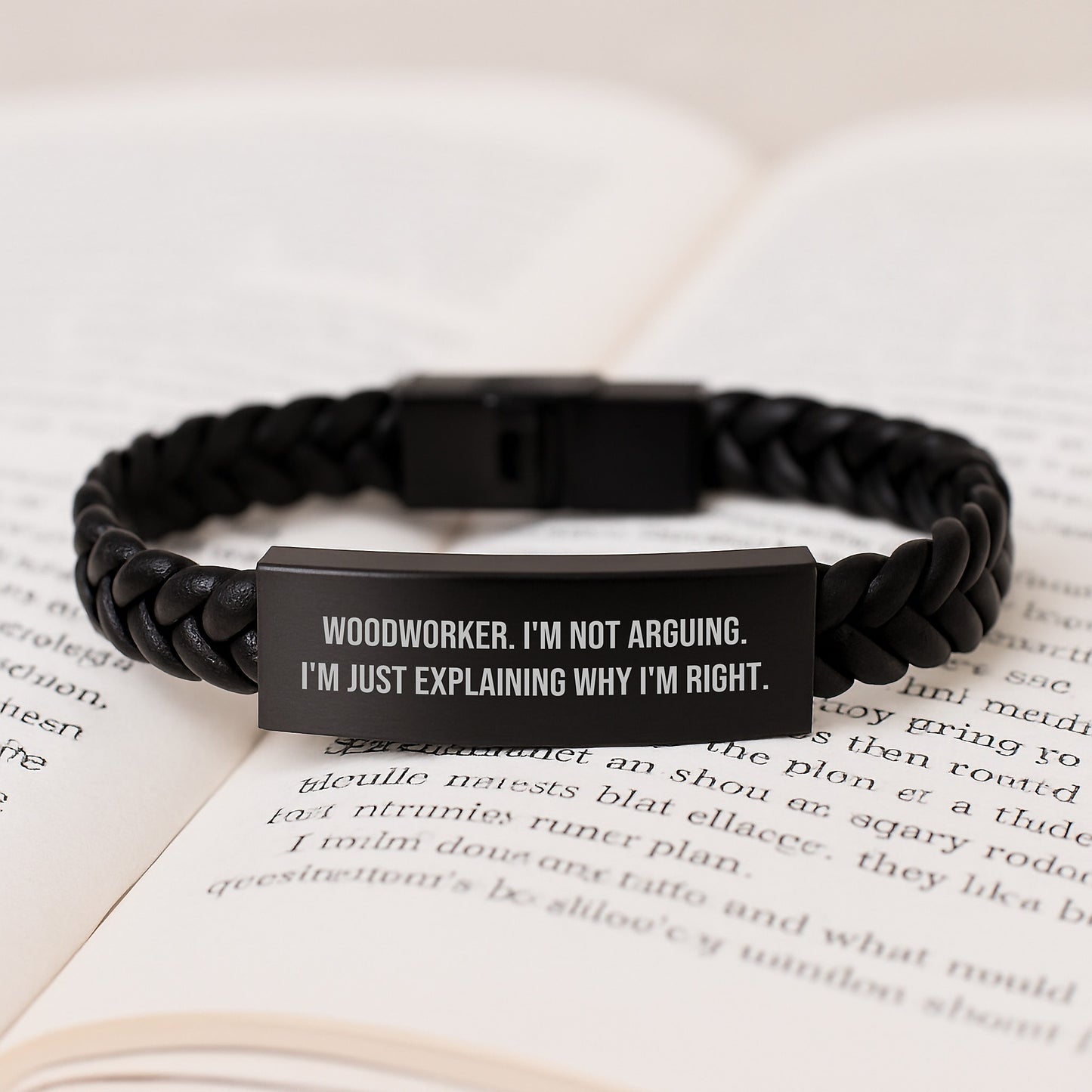 Woodworker Keepsake Interlaced Leather Bracelet for Him Birthday Gift - Image 3