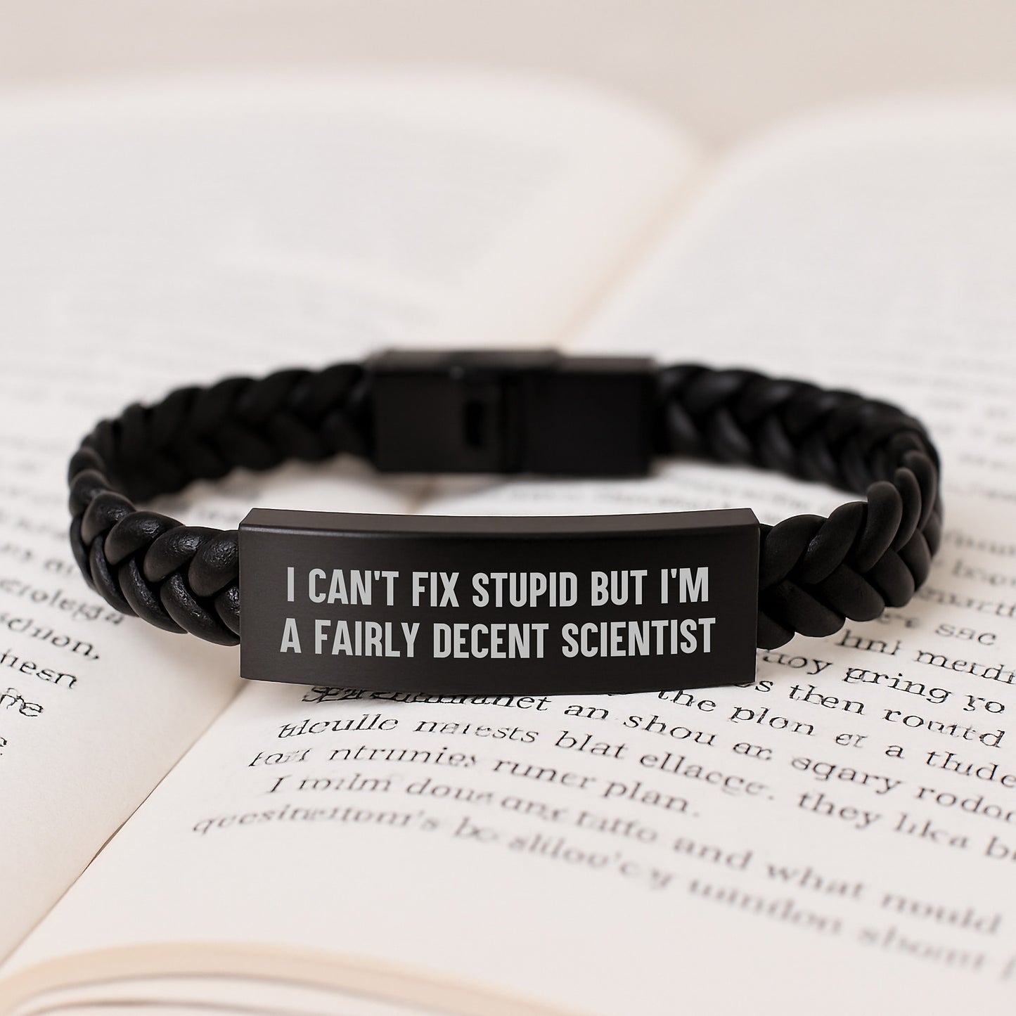 Scientist Keepsake Interlaced Leather Bracelet for Him Birthday Gift - Image 3