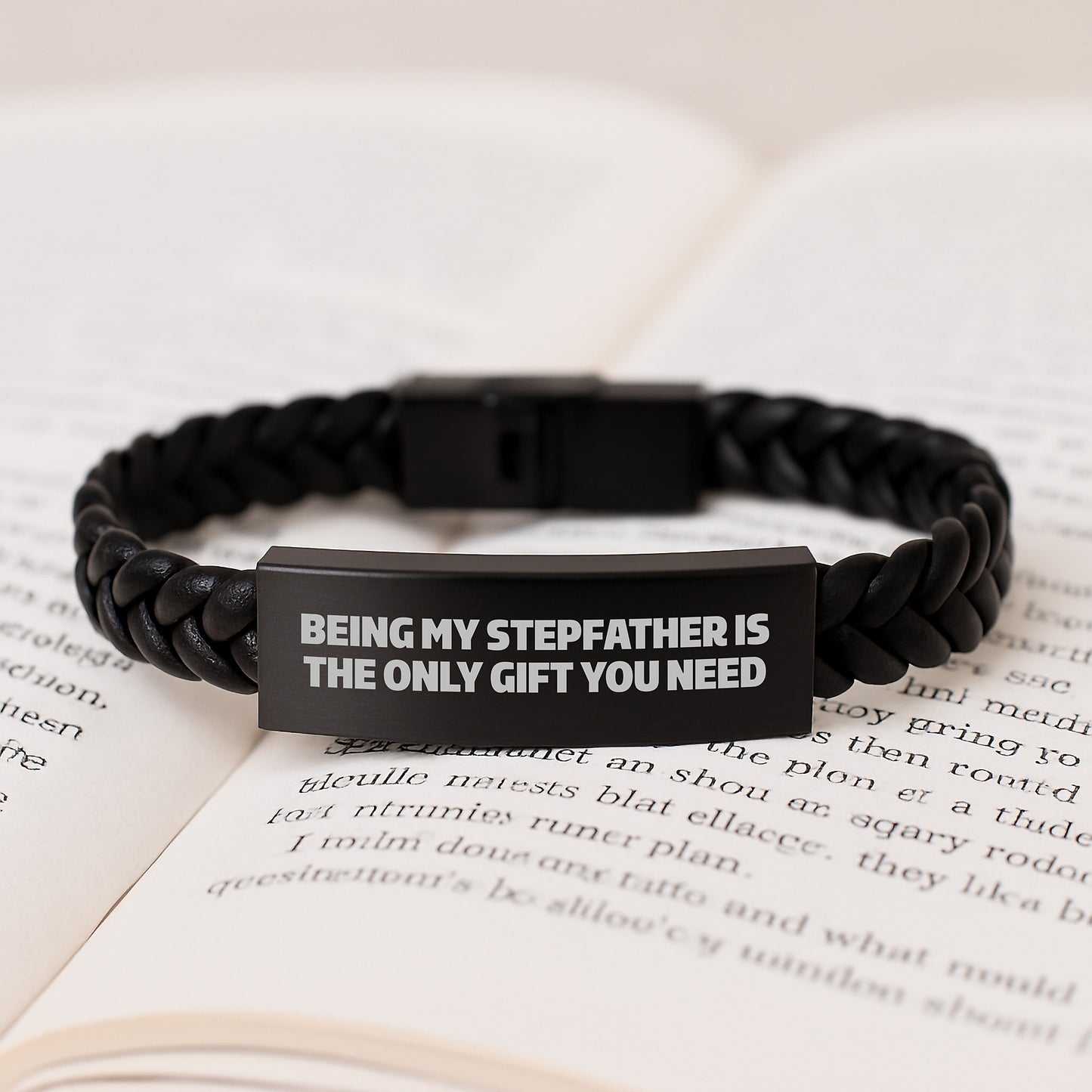 Funny Stepfather Quotes Interlaced Leather Bracelet Gifts for Men - Being My Stepfather Is The Only Gift You Need Graduation Unique Gifts from Family - Image 3