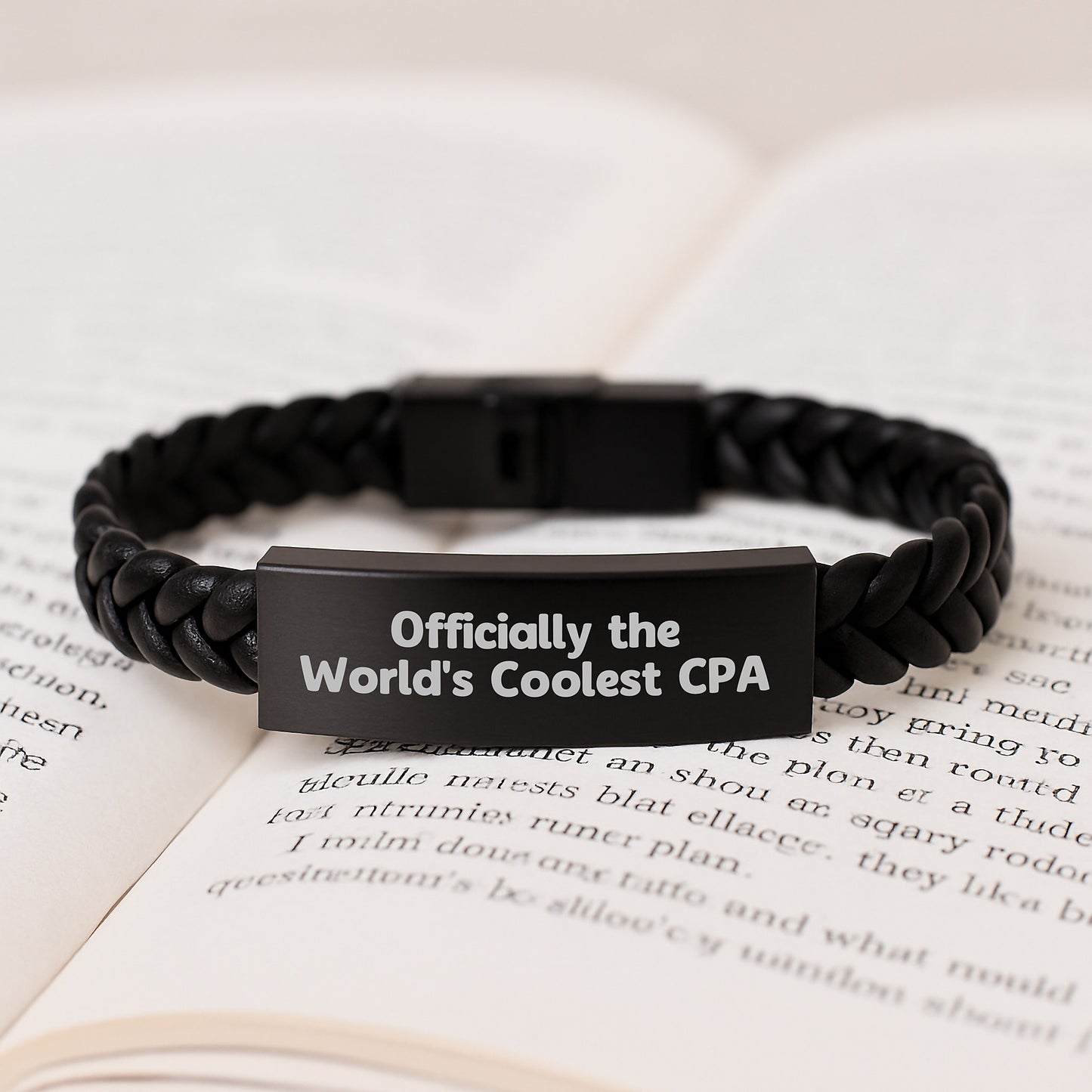 World's Coolest CPA Gifts from Family to Graduating Accounting Friends, Unique Interlaced Leather Bracelet, Inspiring Quote - 'Officially The World's Coolest Cpa' - Image 3