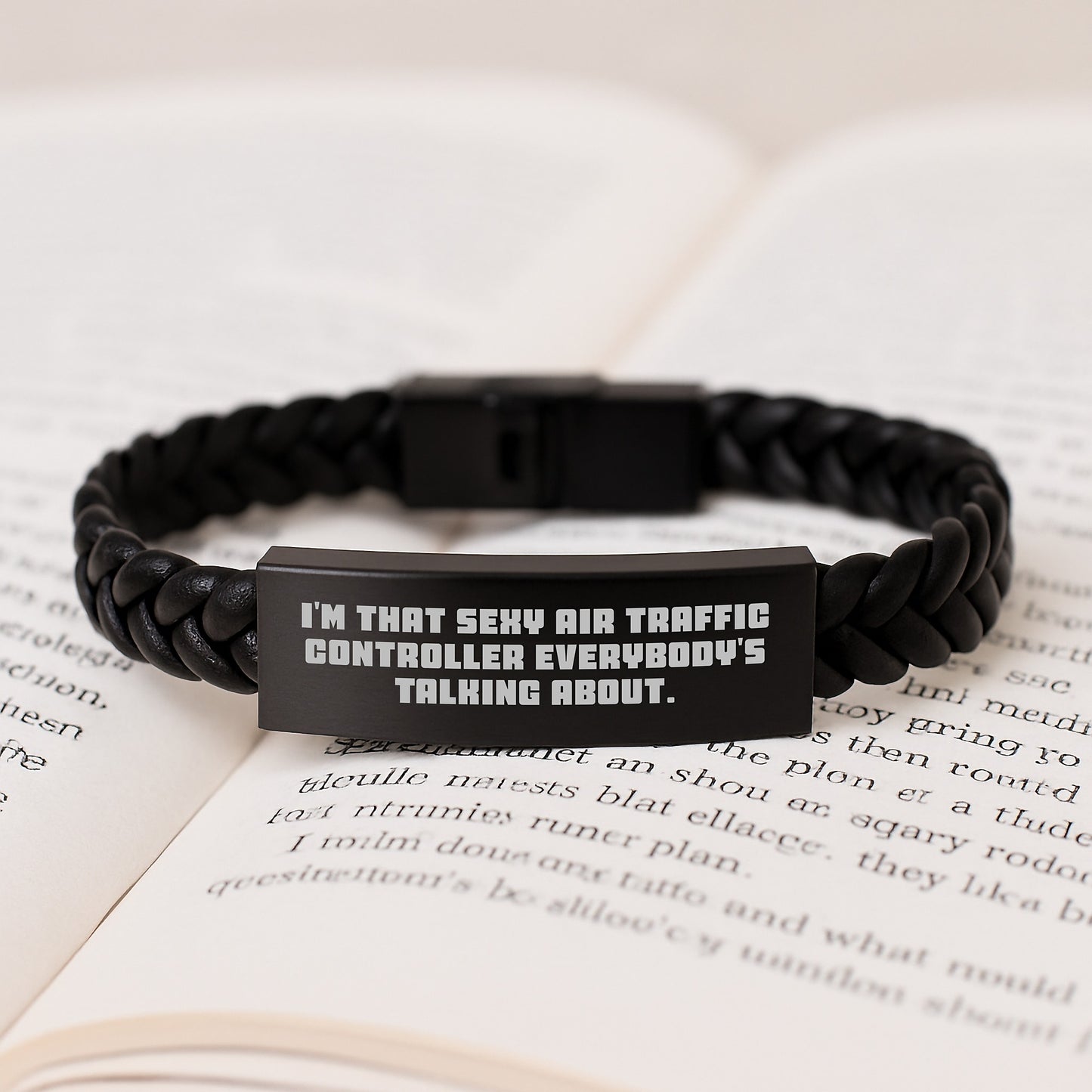 Sexy Air Traffic Controller Quote Leather Bracelet Gifts for Birthday, Interlaced Leather Cuff from Friends or Family, Unique Gift for Men or Women - Image 3