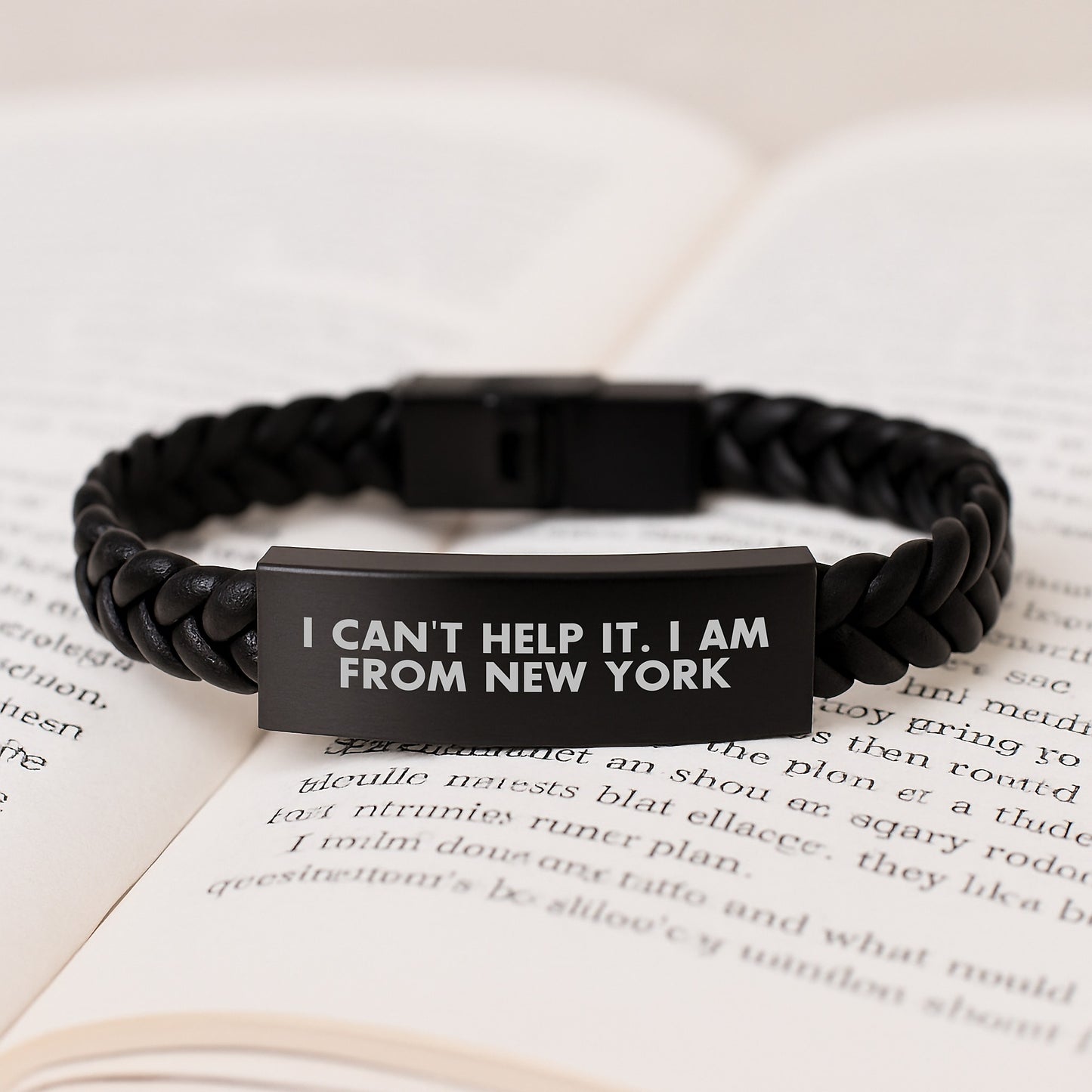New York Interlaced Leather Bracelet with Funny Quote, Gifts from Friends for New York Men, Unique Graduation Gift - Image 3