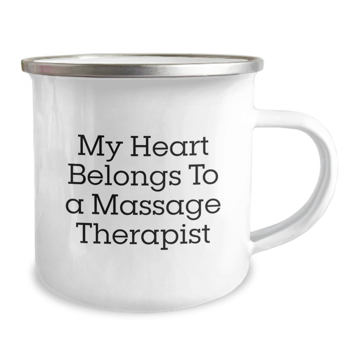 Gifts from Friends and Family for My Heart Belongs To A Massage Therapist, Funny Graduation Unique Gifts for Massage Therapist Men Women Camping Mug - Image 2