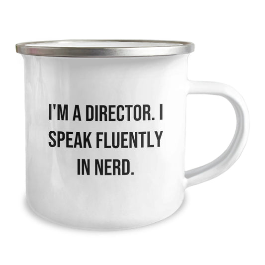 Funny Director Gifts from Friends, Birthday Unique Gifts for Director, Director Camping Mug I'm A Director. I Speak Fluently In genius. - Image 2