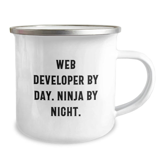 Web Developer Gifts - Funny Quotes, Graduation Unique Gifts, Gifts from Family for Men, Women, Coworkers, Friends, Camping Mug for Web Developers, By Day. Ninja By Night. - Image 2