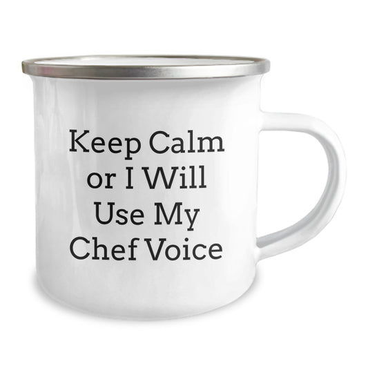 Funny Chef Gifts for Men - Camping Mug Keeps Calm Or I Will Use My Chef Voice, Birthday Unique Gifts from Friends, Unique Gifts for Chef - Image 2