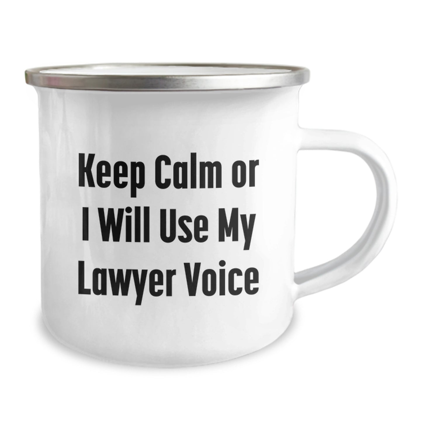 Funny Lawyer Gifts from Men to Friends - Keep Calm Or I Will Use My Lawyer Voice - Camping Mug for Lawyer - Image 2