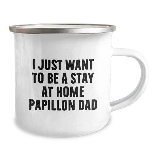 Papillon Dog Lover's Funny Camping Mug for Stay At Home Dad, Valentine's Unique Gifts from Men to Friends - Image 2